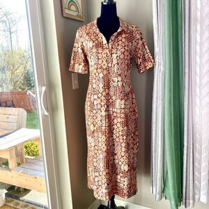 Tori Richard Honolulu Hawaiian Stretch Dress Tiki Luau Resort Print Large